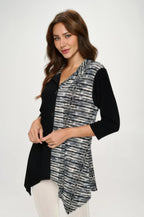 Hit Contrast Button 3/4 Sleeve Top | Mixtshop LLC
