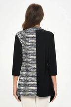 Hit Contrast Button 3/4 Sleeve Top | Mixtshop LLC