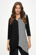 Hit Contrast Button 3/4 Sleeve Top | Mixtshop LLC