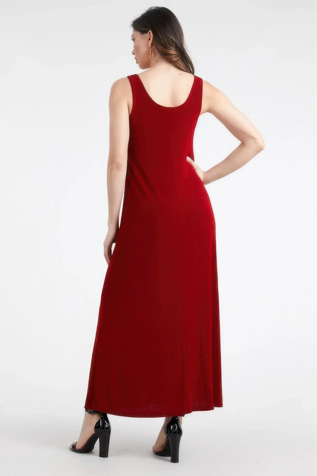 Plus Size Sleeveless Solid Acetate Long Maxi Dress Secondary image