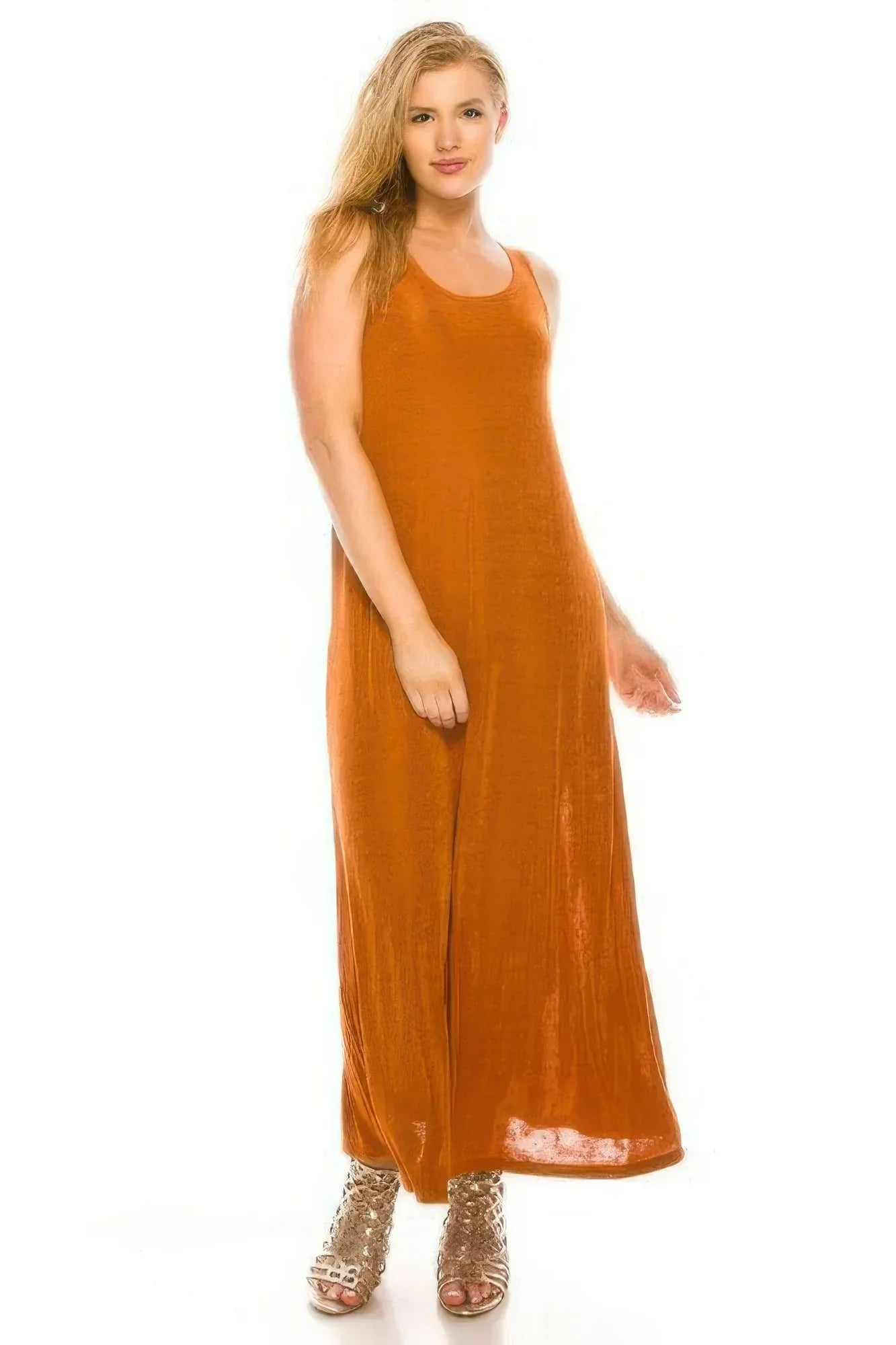 Plus Size Sleeveless Solid Acetate Long Maxi Dress | Mixtshop LLC