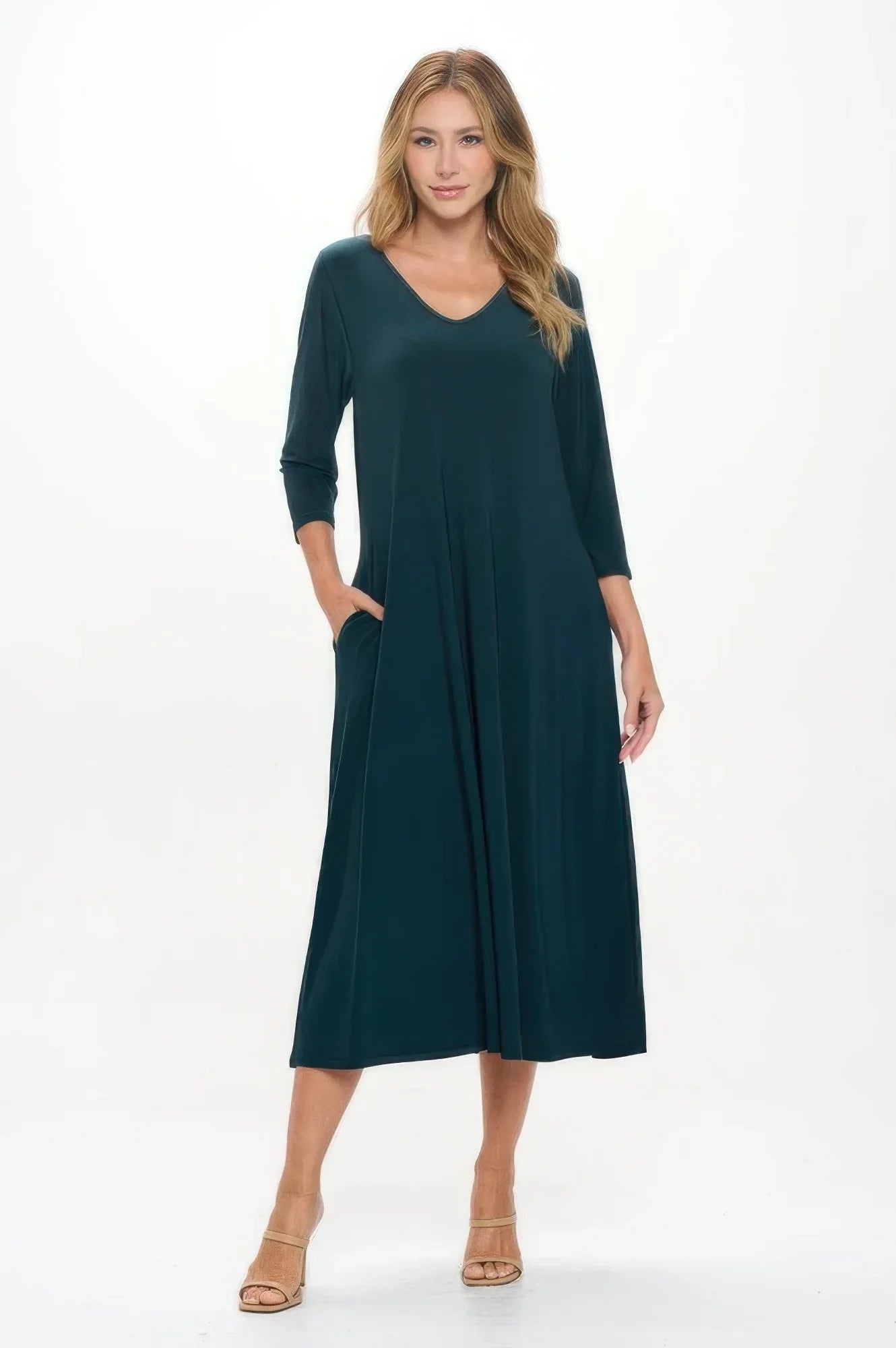 Hit V-neck Long Dress W/pocket | Mixtshop LLC