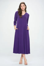Hit V-neck Long Dress W/pocket | Mixtshop LLC