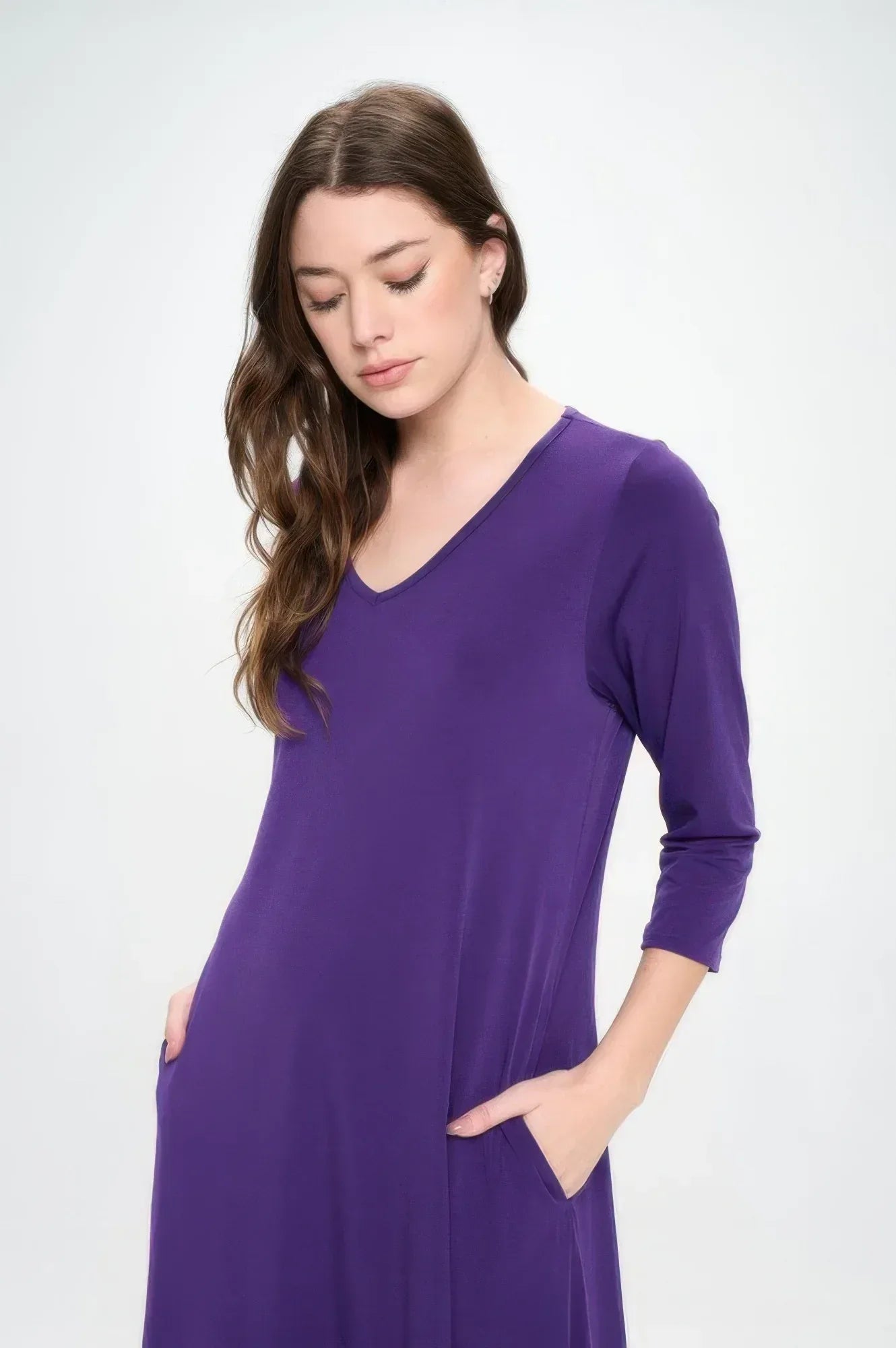 Hit V-neck Long Dress W/pocket | Mixtshop LLC