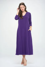 Hit V-neck Long Dress W/pocket | Mixtshop LLC