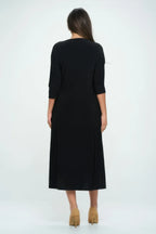 Hit V-neck Long Dress W/pocket | Mixtshop LLC
