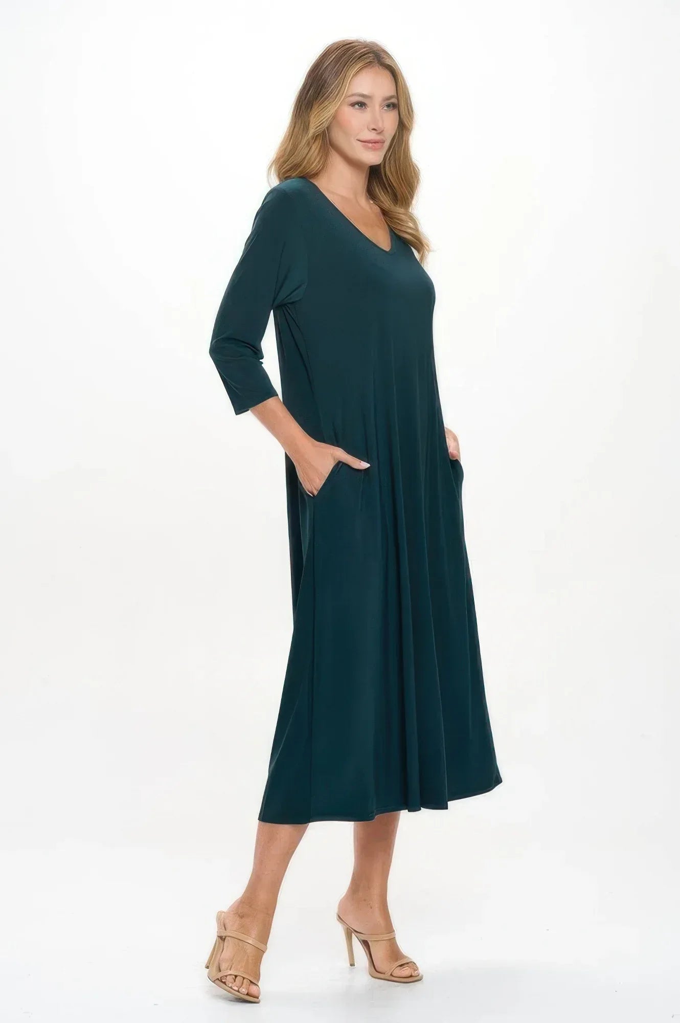 Hit V-neck Long Dress W/pocket | Mixtshop LLC