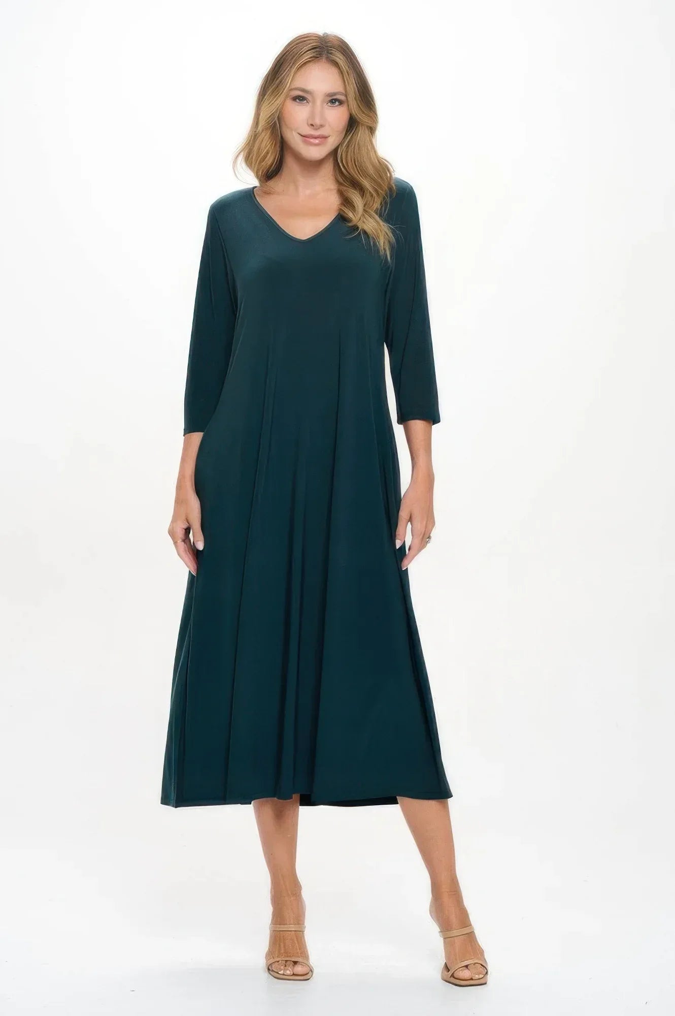 Hit V-neck Long Dress W/pocket | Mixtshop LLC