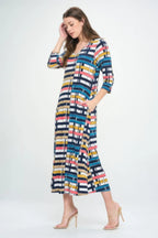 Hit V-neck Long Dress W/pocket | Mixtshop LLC
