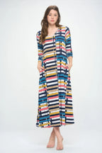 Hit V-neck Long Dress W/pocket | Mixtshop LLC
