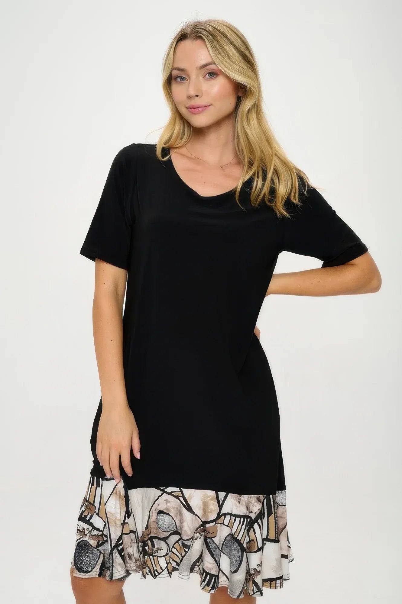 Hit Half Sleeve Contrast Dress Secondary image