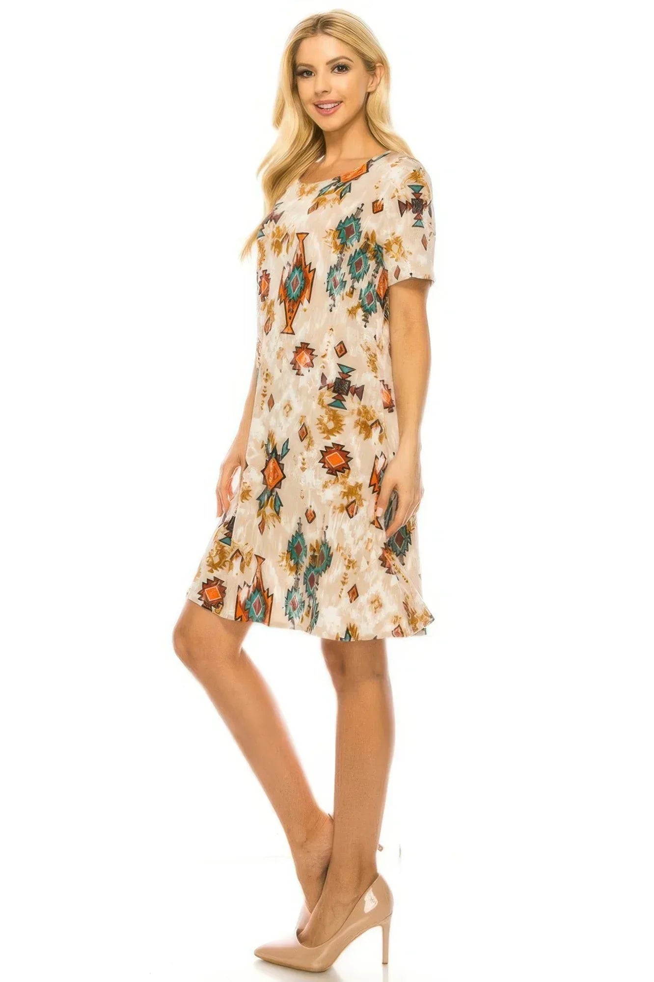 Short-sleeved Knee-length Dress | Mixtshop LLC Main image