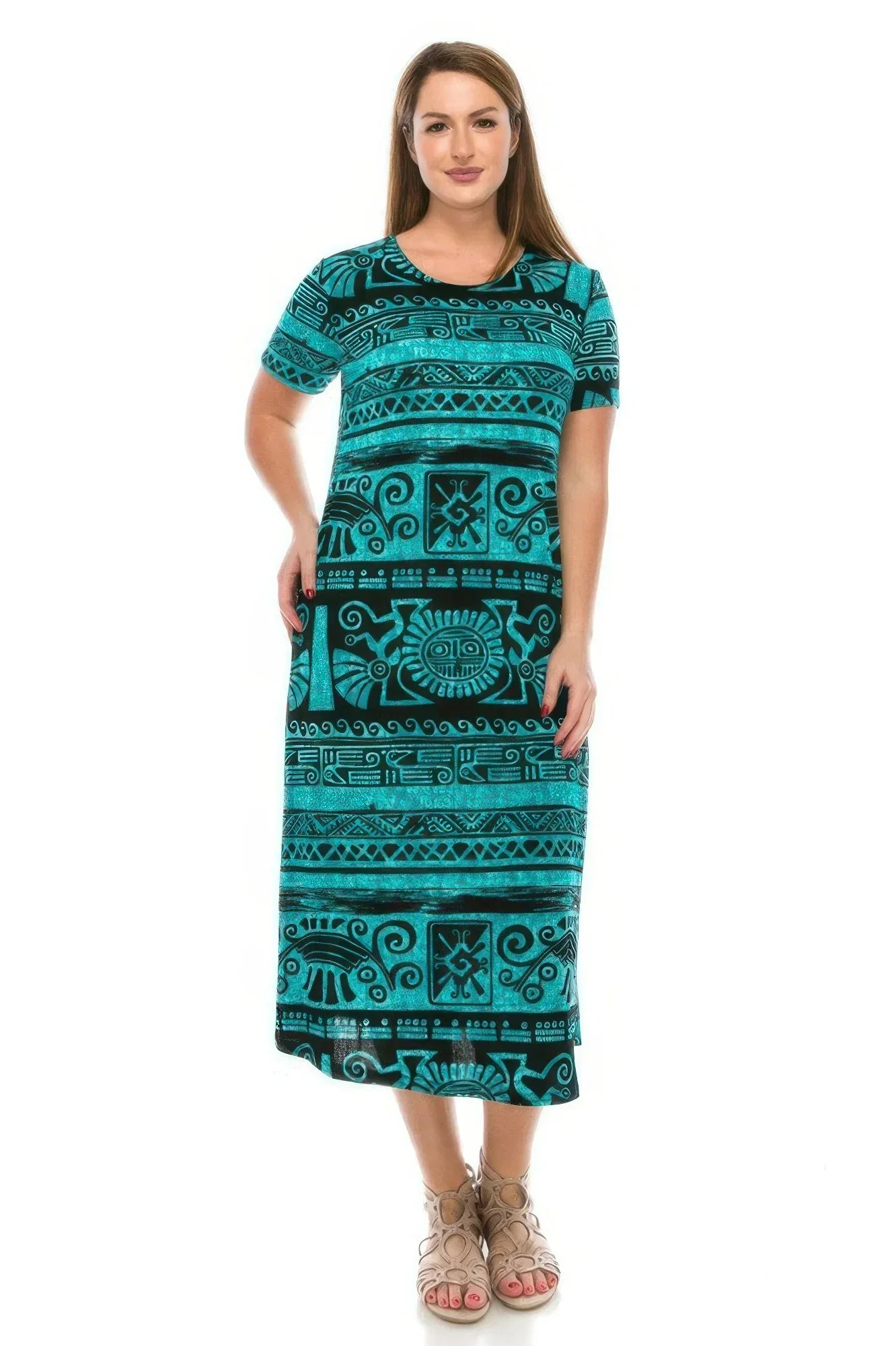 Plus Size Bns Print Long Dress | Mixtshop LLC Main image