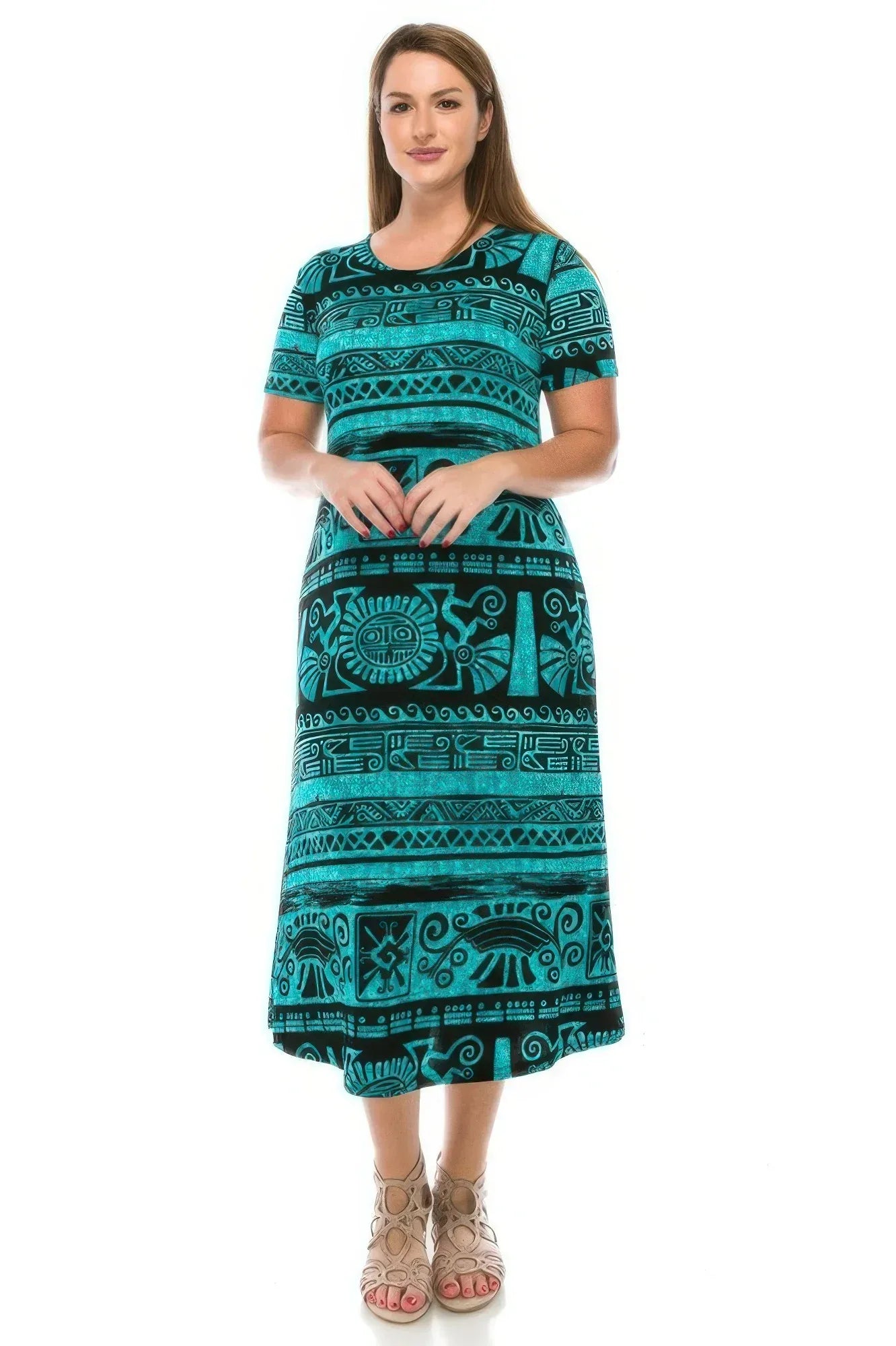Plus Size Bns Print Long Dress Secondary image