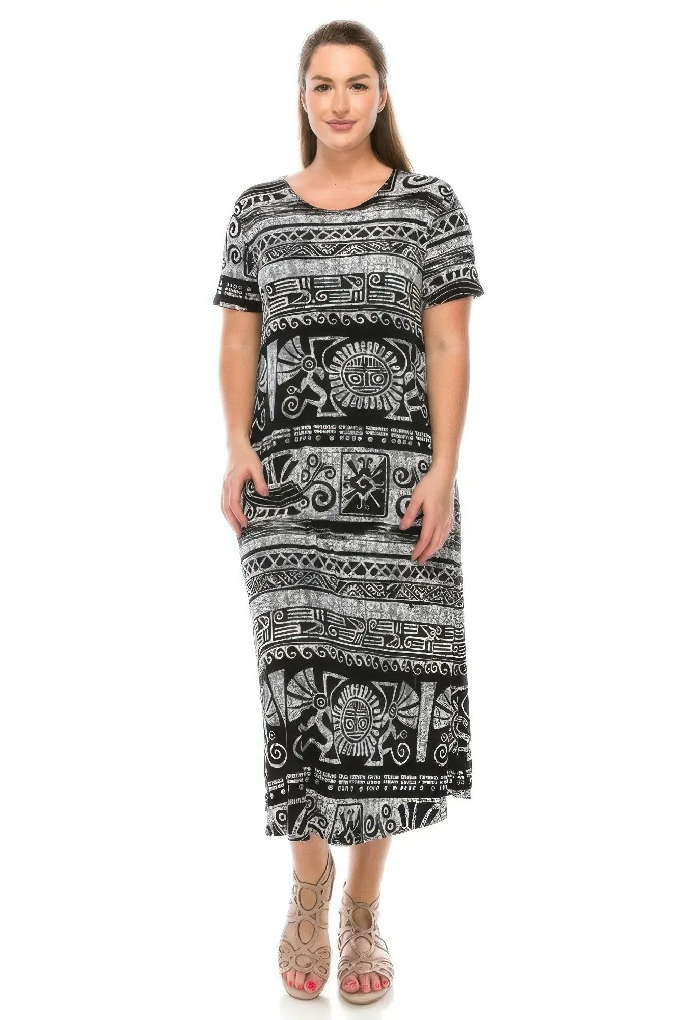 Plus Size Bns Print Long Dress | Mixtshop LLC