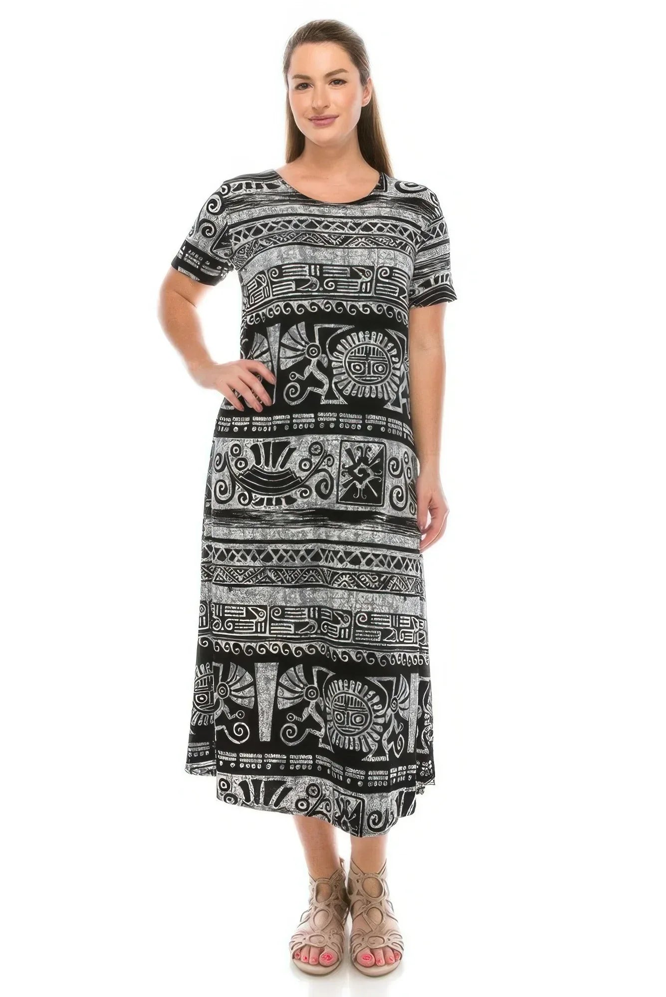 Plus Size Bns Print Long Dress | Mixtshop LLC