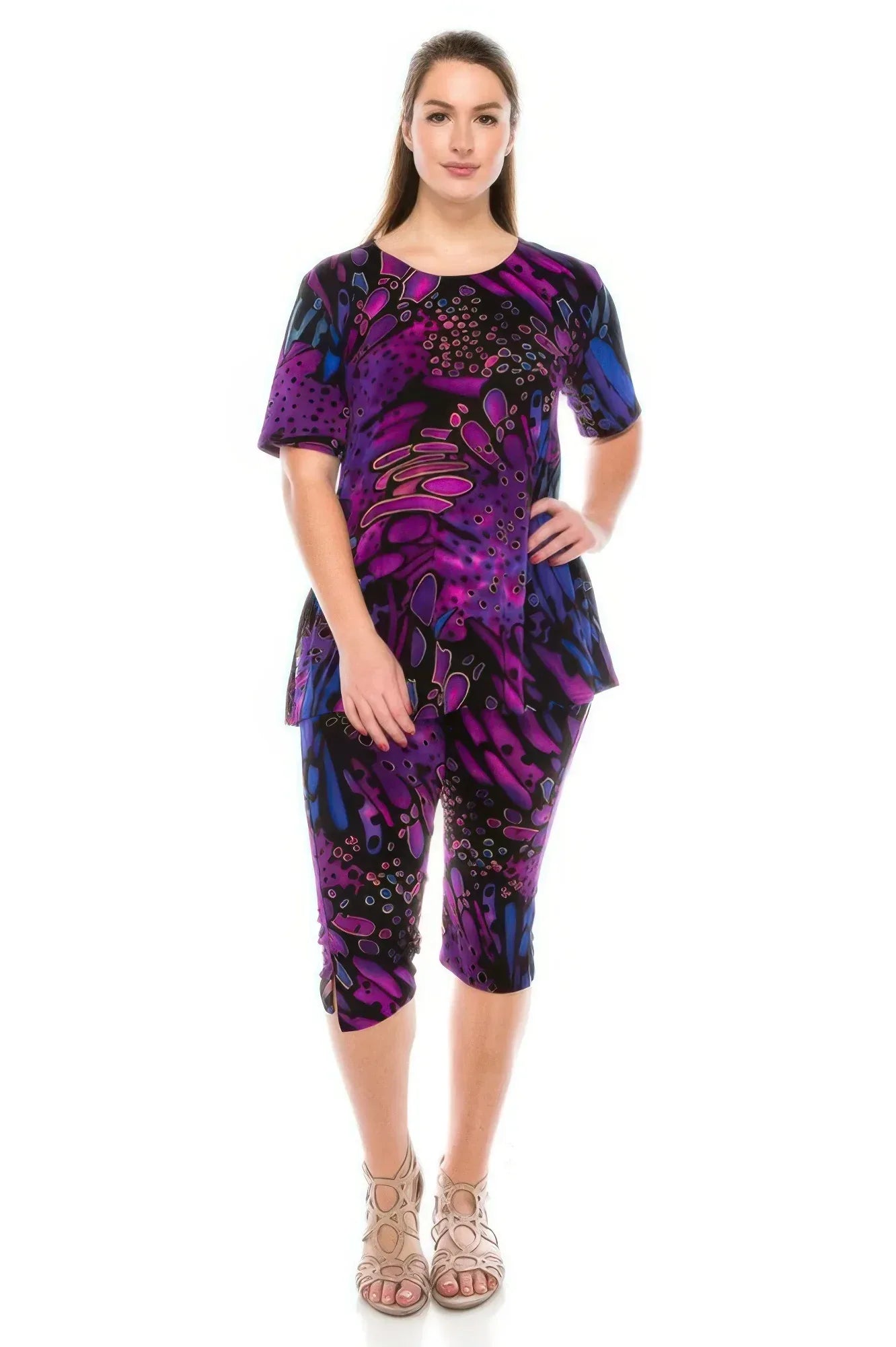 Matching Capri Pant Set In Plus Size | Mixtshop LLC Main image