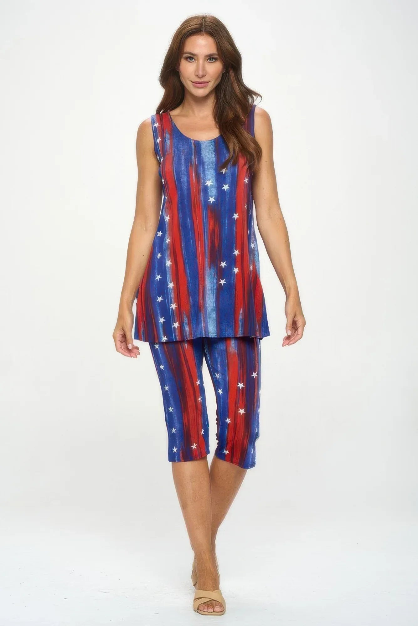 Plus Size Bns Tank Capri Pants Set | Mixtshop LLC Main image