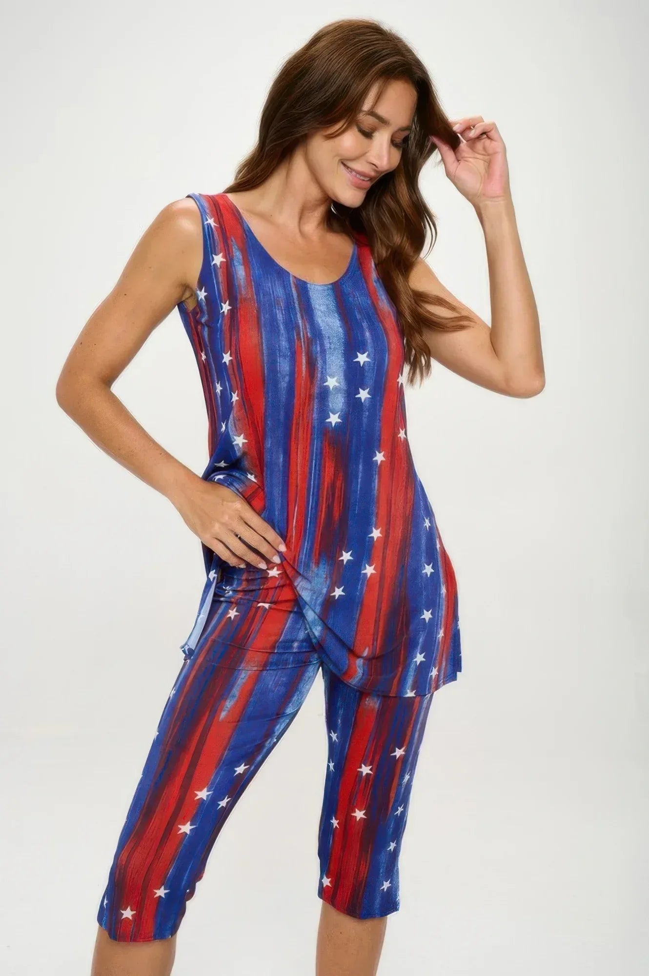 Plus Size Bns Tank Capri Pants Set | Mixtshop LLC