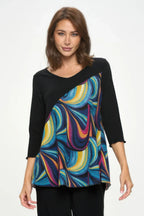 Mir Bias V-neck Contrast Top | Mixtshop LLC