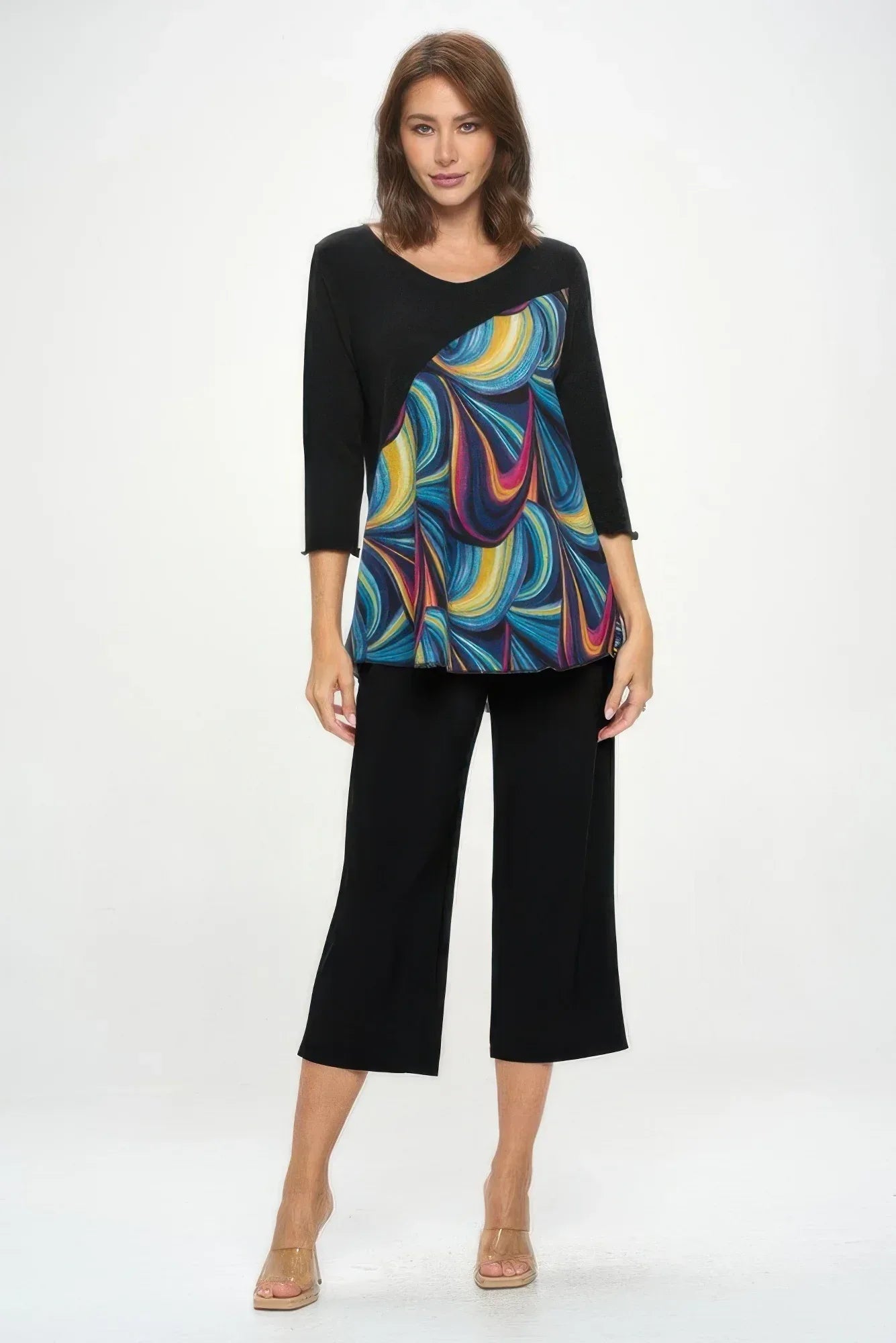 Mir Bias V-neck Contrast Top | Mixtshop LLC