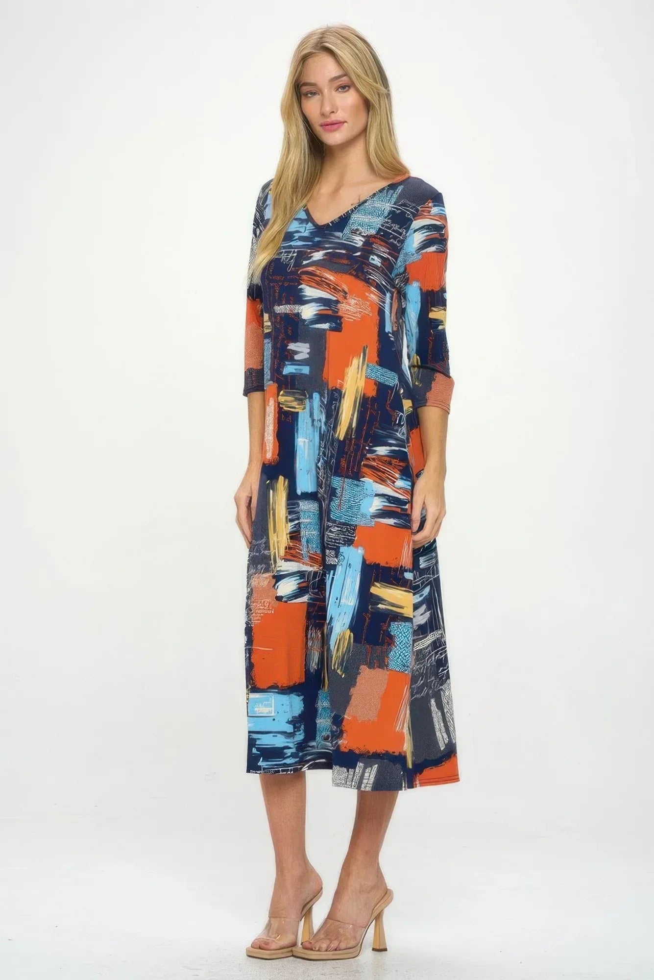 Hit V-neck Long Dress W/pocket Secondary image