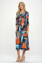 Hit V-neck Long Dress W/pocket | Mixtshop LLC