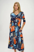 Hit V-neck Long Dress W/pocket | Mixtshop LLC