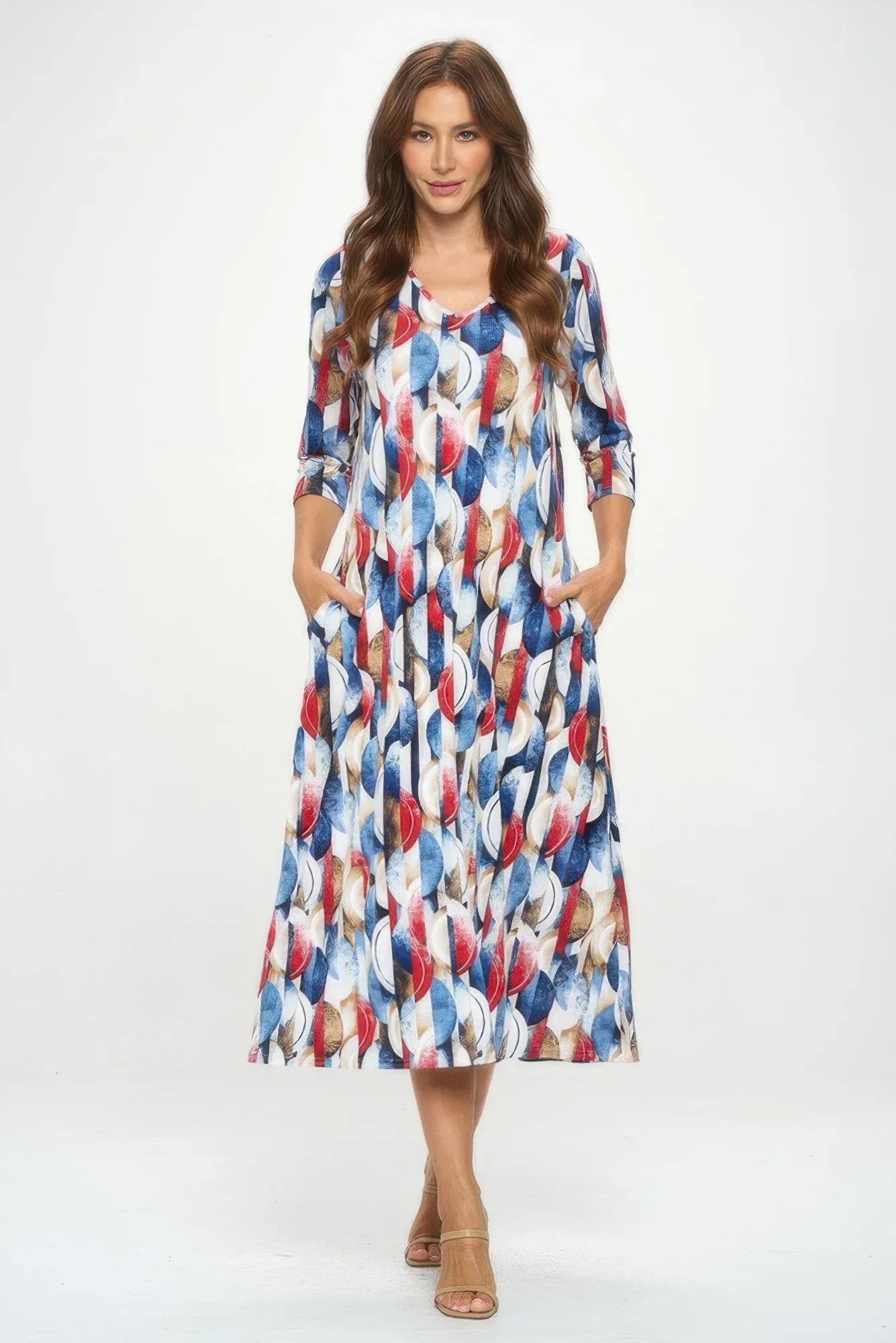 Hit V-neck Long Dress W/pocket Secondary image