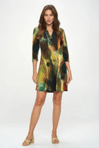 Hit Notch Neck Quarter Sleeve Dress | Mixtshop LLC