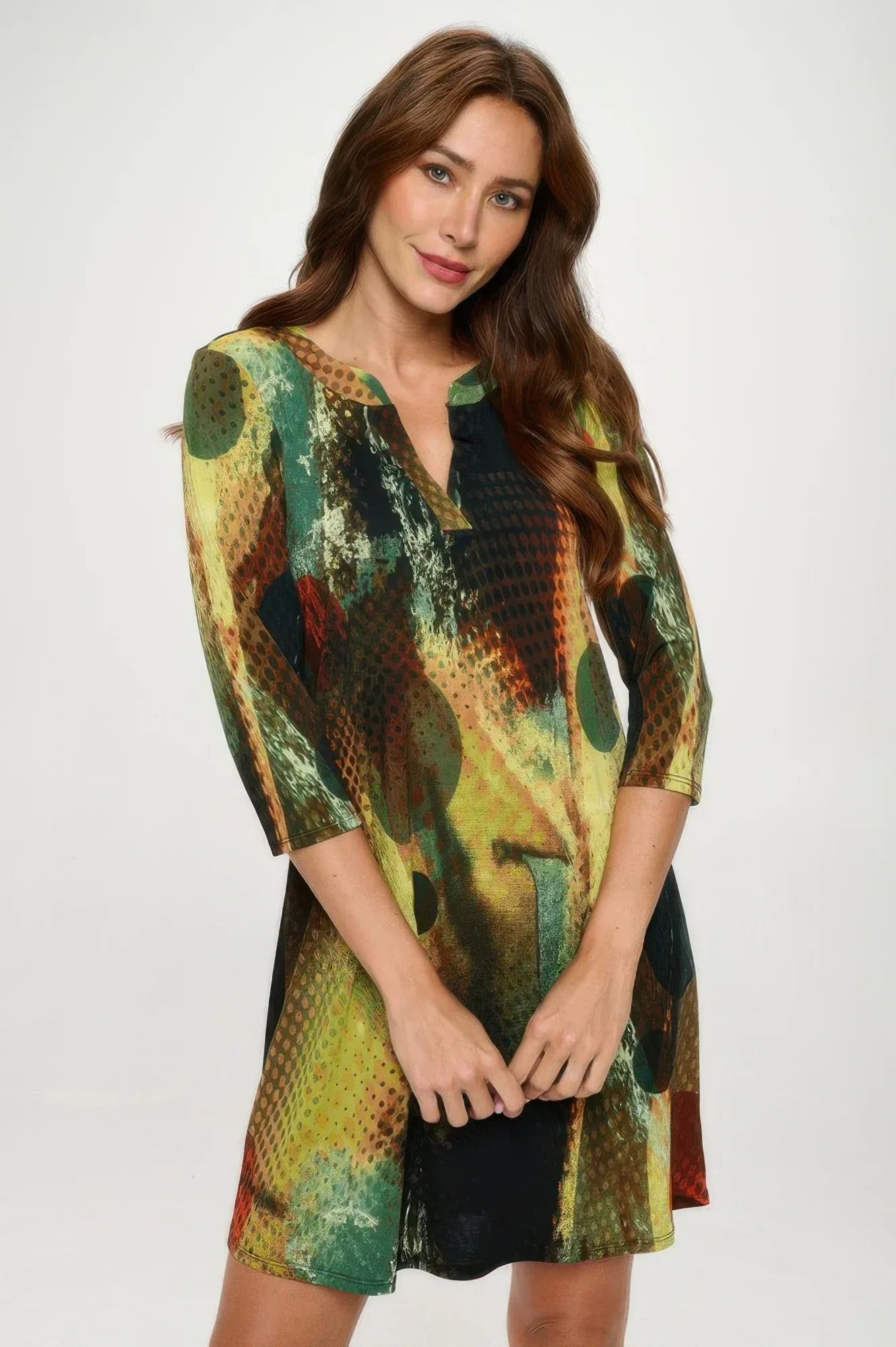 Hit Notch Neck Quarter Sleeve Dress | Mixtshop LLC