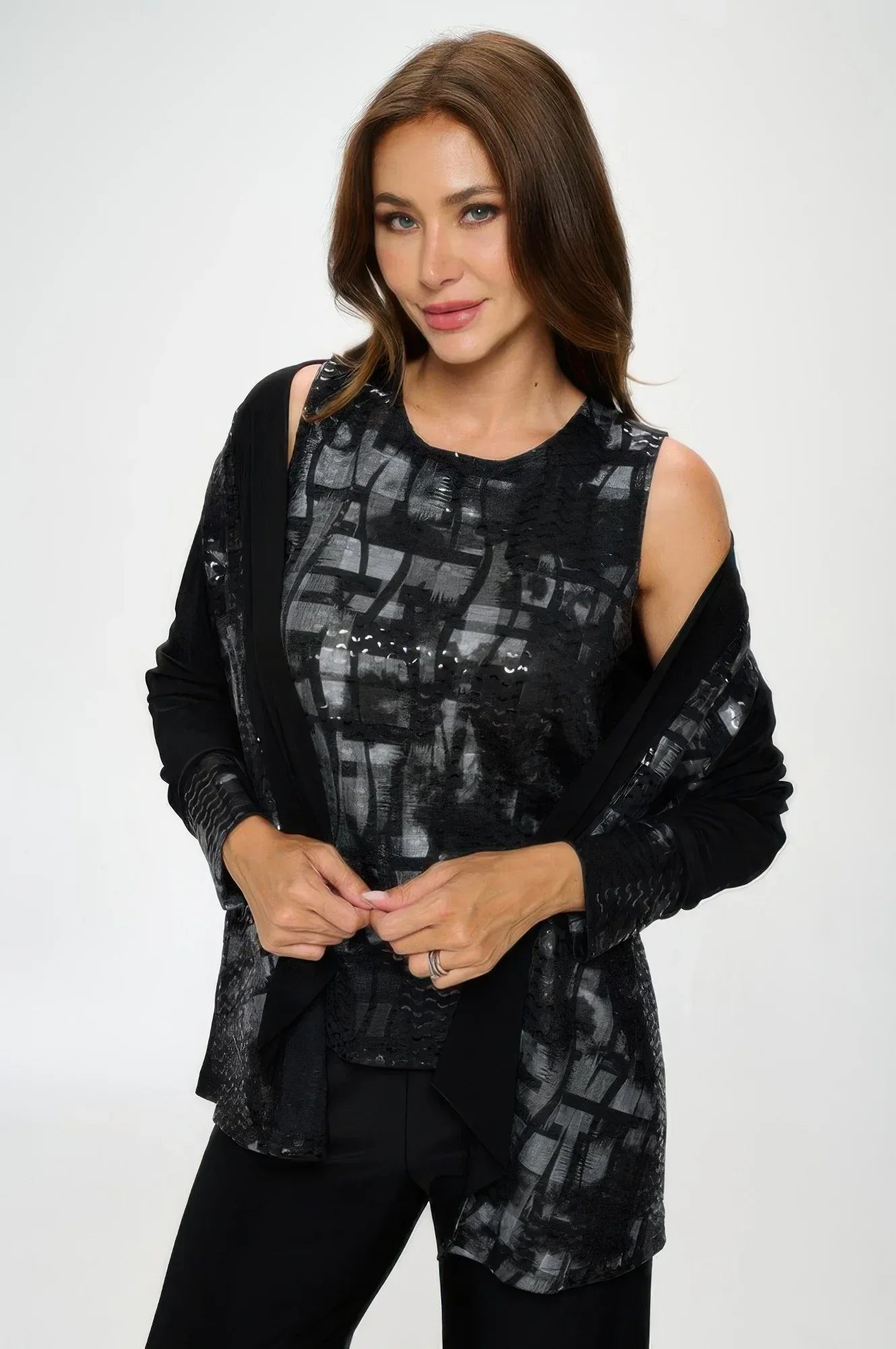 Plus Size Nylon Foil Contrast Tank Top | Mixtshop LLC Main image