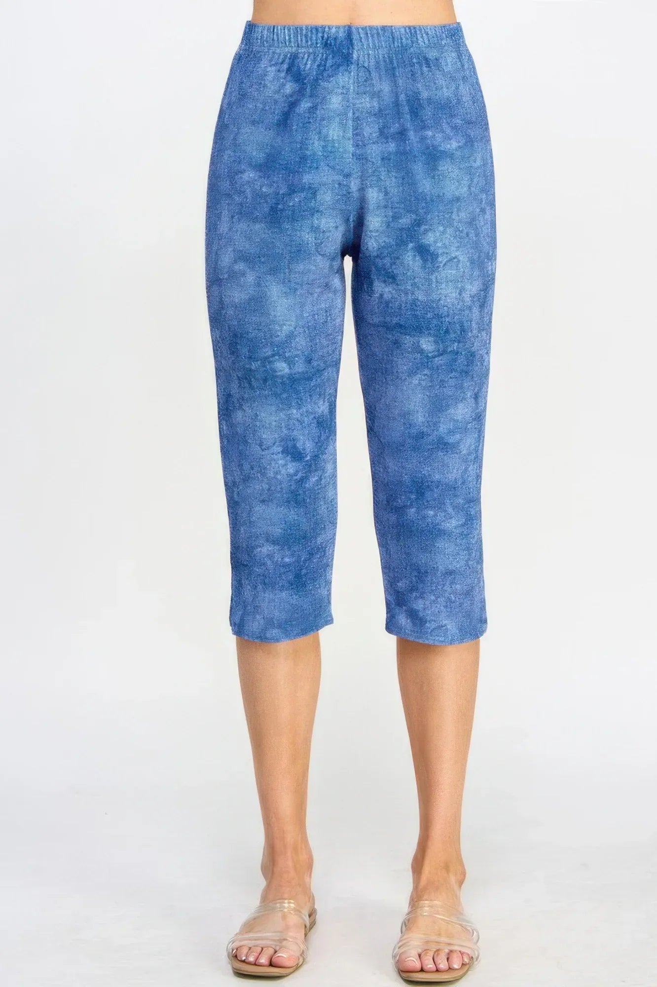 Plus Size Denim Print Bns Capri Pants | Mixtshop LLC Main image