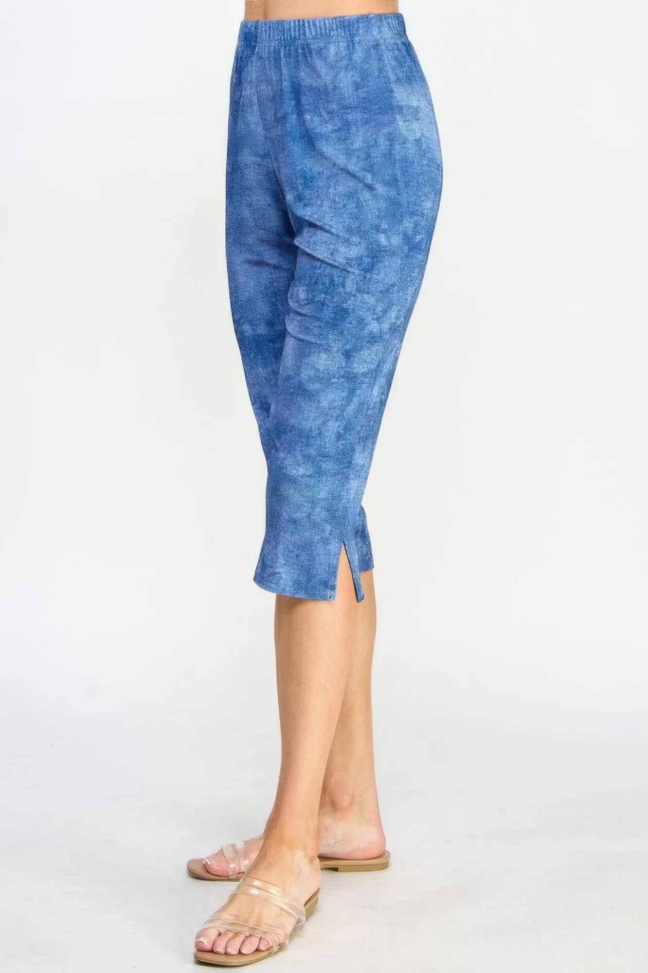 Plus Size Denim Print Bns Capri Pants | Mixtshop LLC