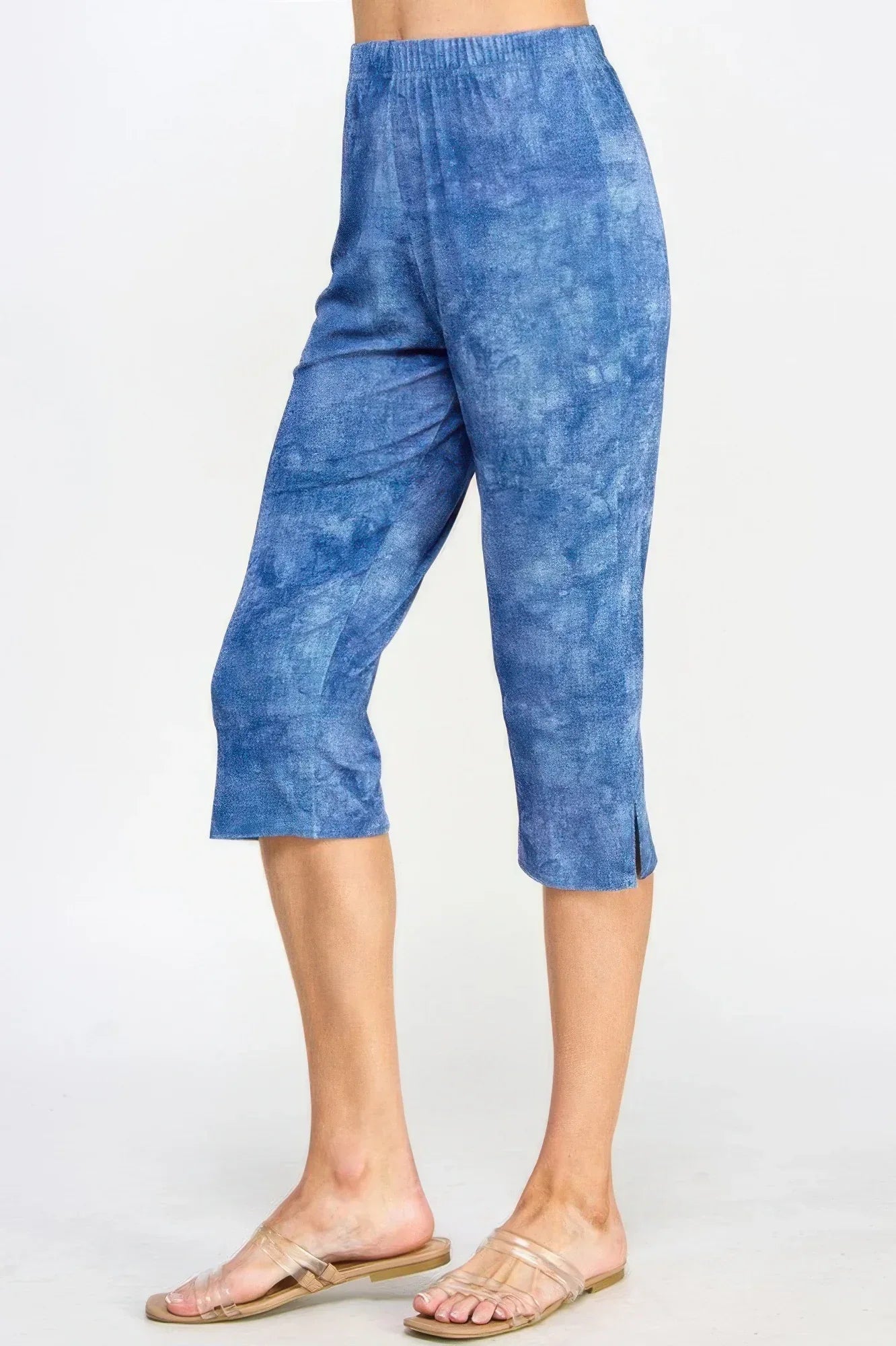 Plus Size Denim Print Bns Capri Pants | Mixtshop LLC