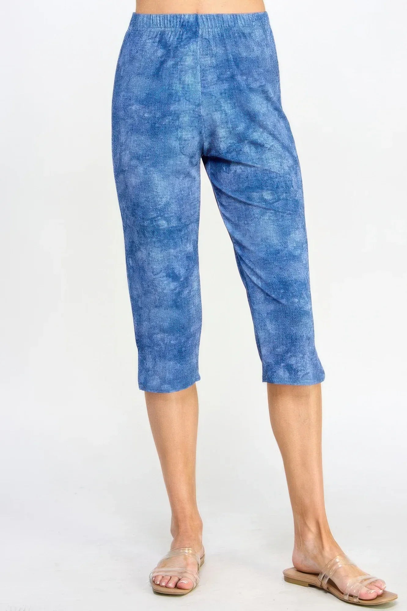 Plus Size Denim Print Bns Capri Pants | Mixtshop LLC