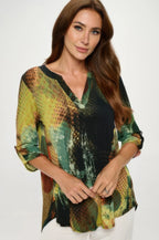 Hit Notch Neck Rolled Sleeve Top | Mixtshop LLC