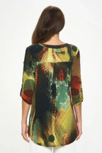 Hit Notch Neck Rolled Sleeve Top | Mixtshop LLC
