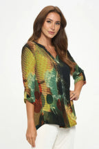 Hit Notch Neck Rolled Sleeve Top | Mixtshop LLC