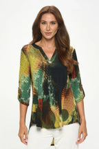 Hit Notch Neck Rolled Sleeve Top | Mixtshop LLC