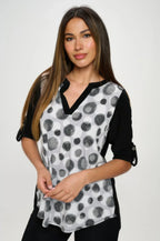 Hit Notch Neck Rolled Sleeve Top | Mixtshop LLC