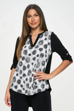 Hit Notch Neck Rolled Sleeve Top | Mixtshop LLC