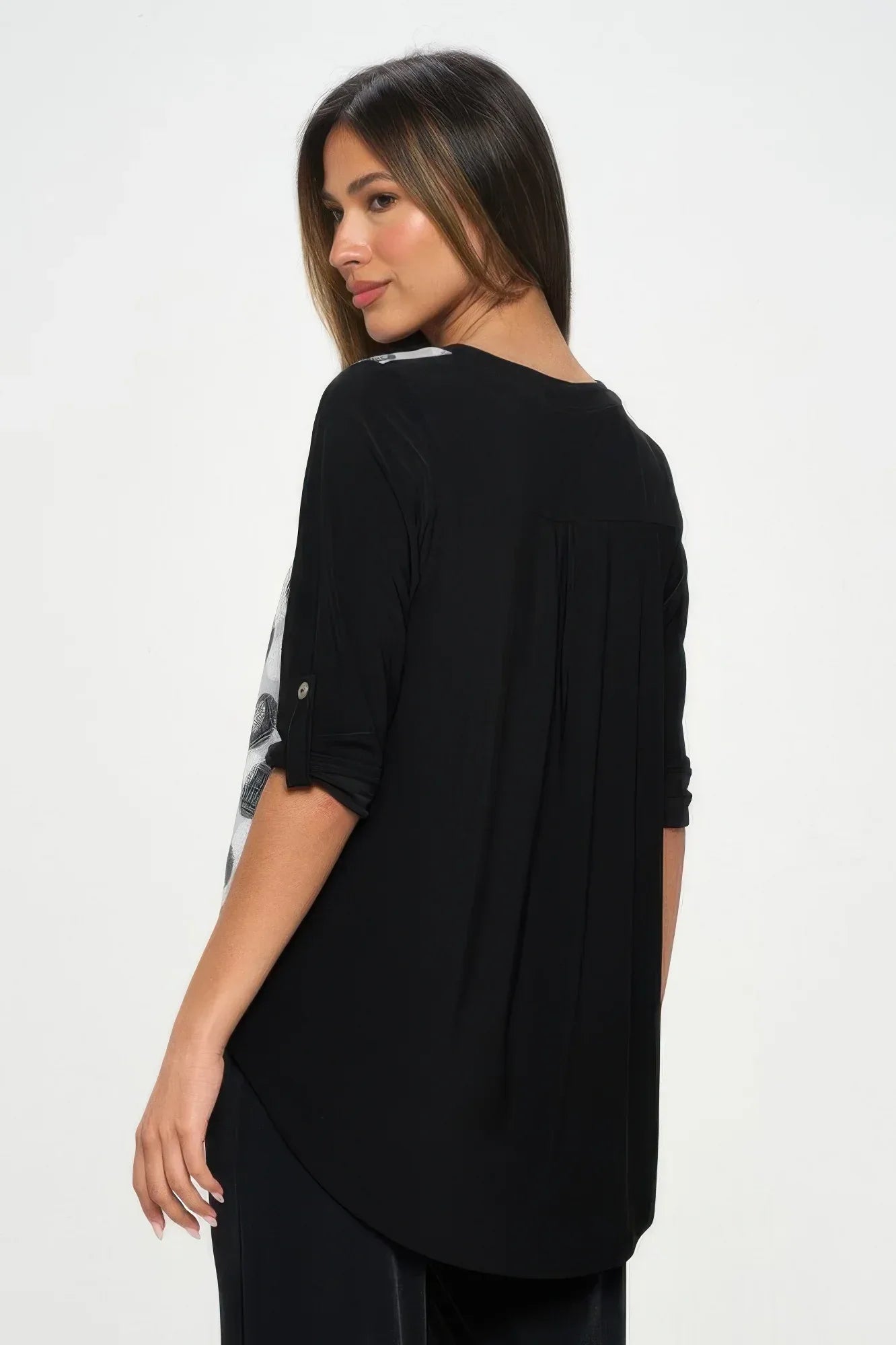 Hit Notch Neck Rolled Sleeve Top | Mixtshop LLC