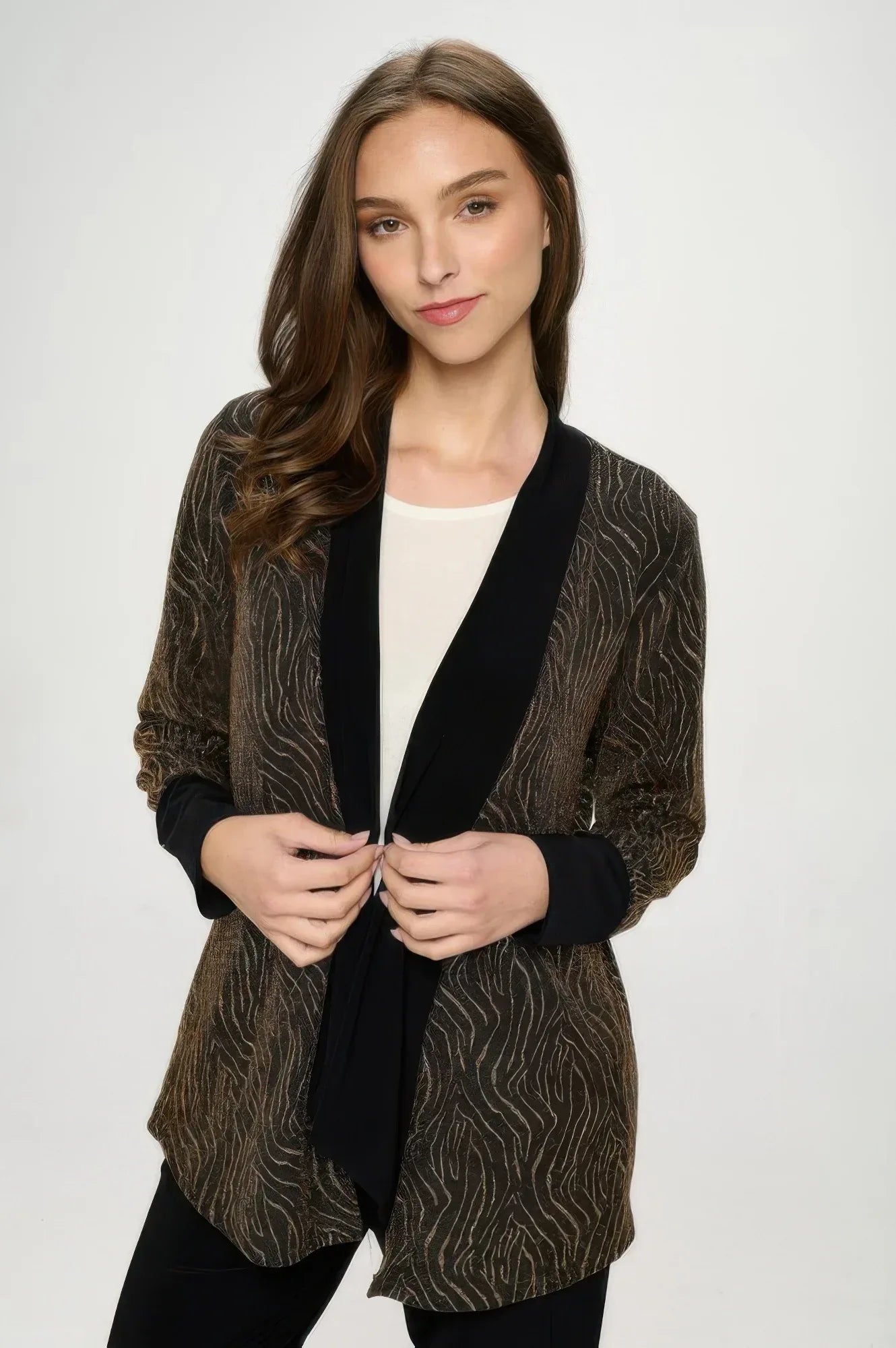 Glitter Nylon Long Sleeve Contrast Jacket | Mixtshop LLC Main image