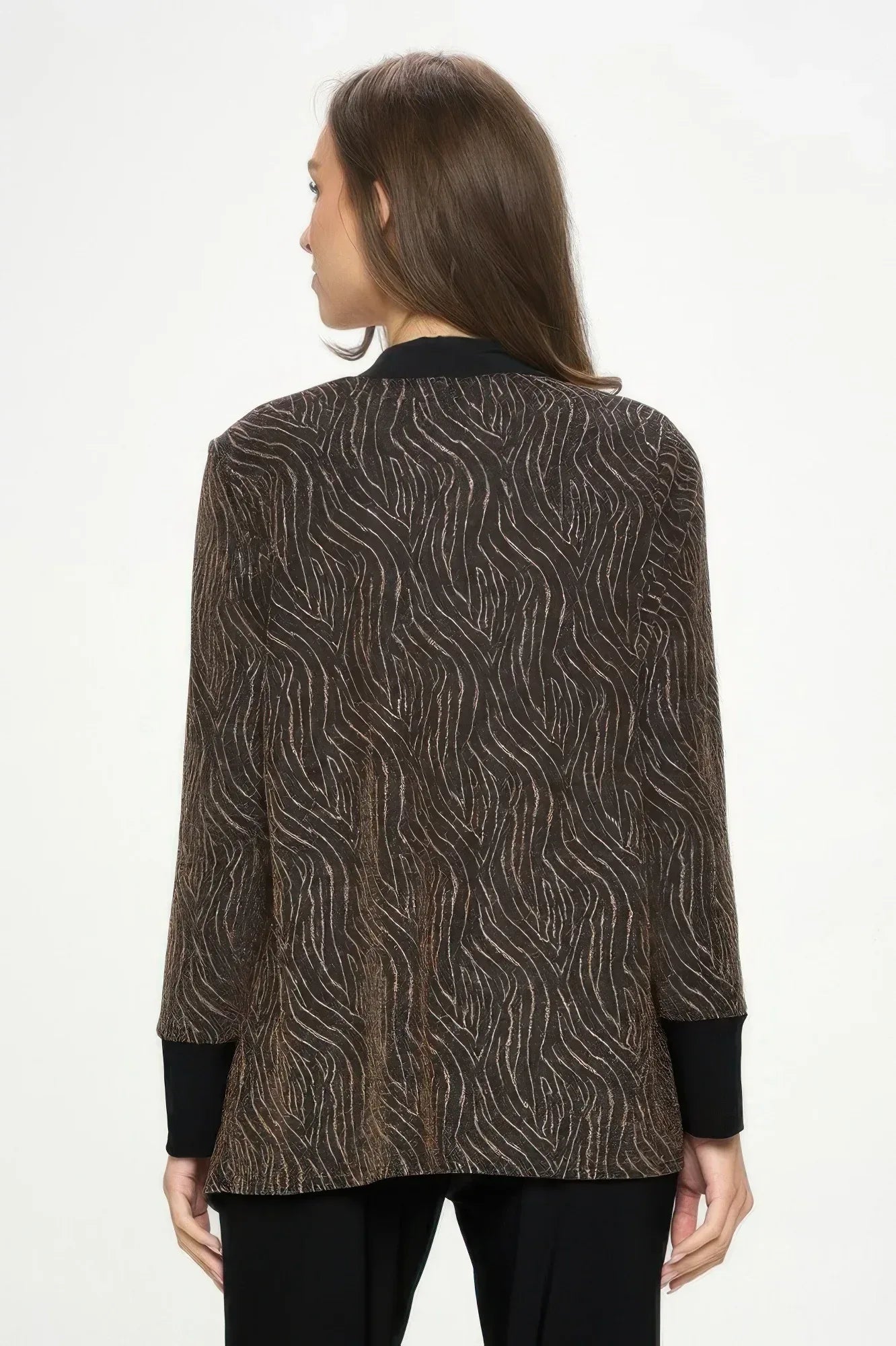 Glitter Nylon Long Sleeve Contrast Jacket | Mixtshop LLC