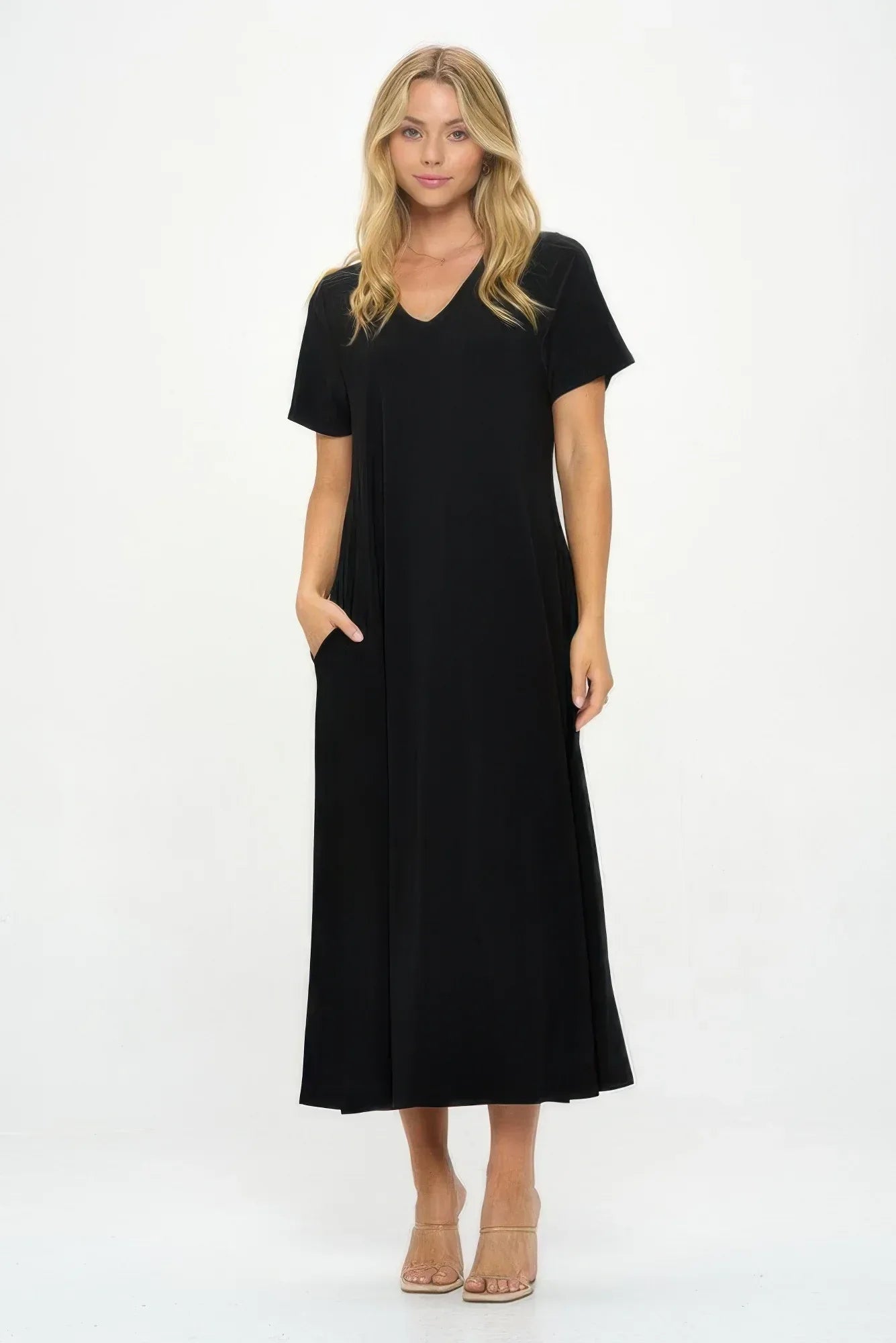 Hit V-neck Long Dress W/pocket Secondary image