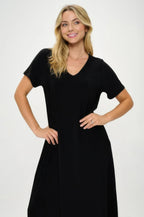 Hit V-neck Long Dress W/pocket | Mixtshop LLC