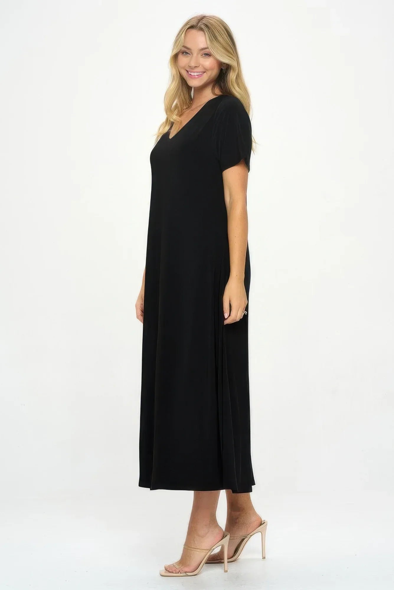 Hit V-neck Long Dress W/pocket | Mixtshop LLC
