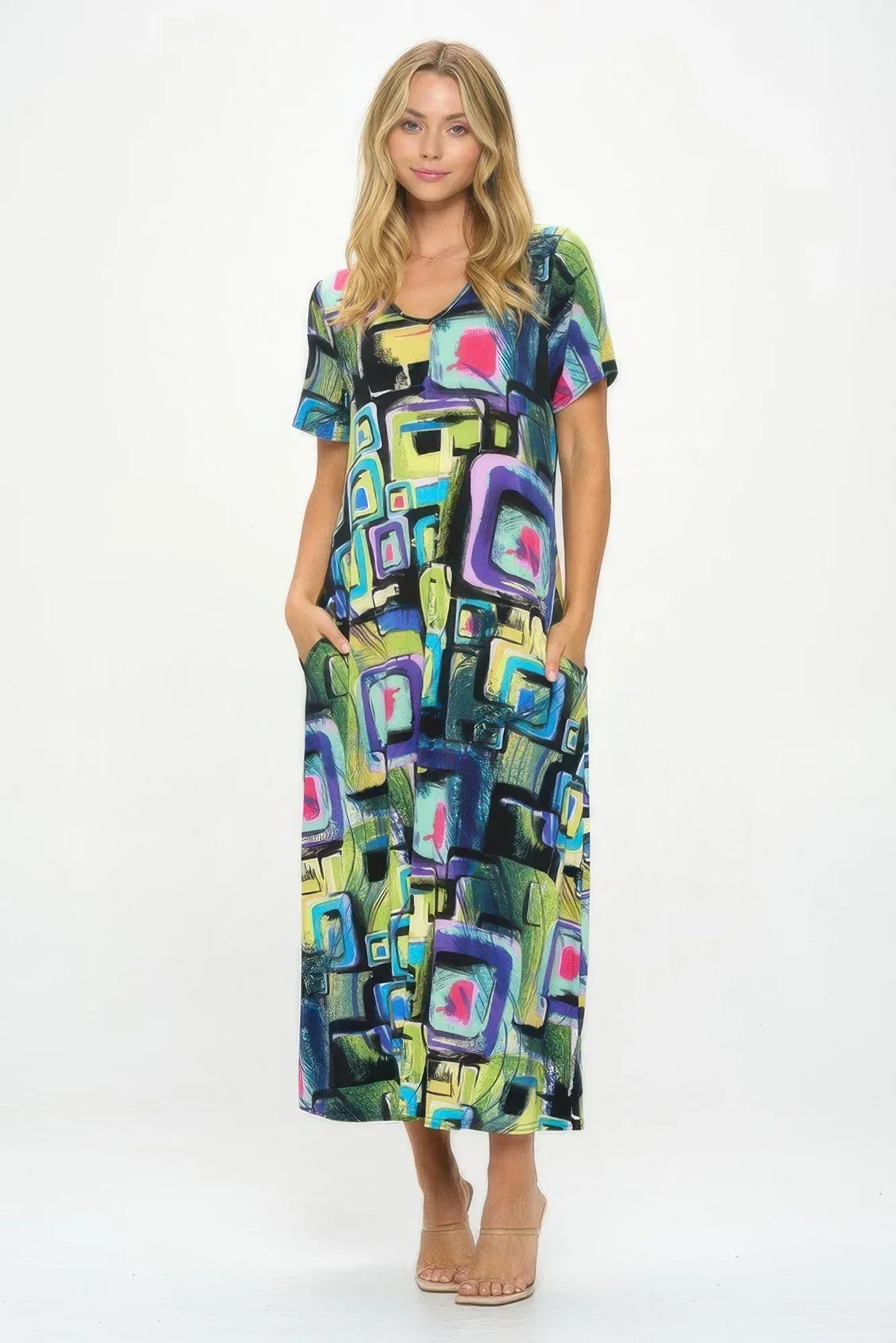 Hit V-neck Long Dress W/pocket Secondary image