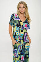 Hit V-neck Long Dress W/pocket | Mixtshop LLC